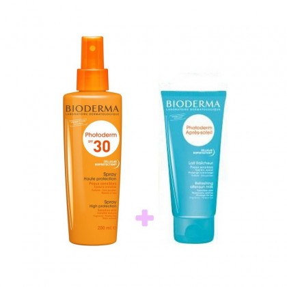 BIODERMA PHOTODERM SPRAY SPF30 200ML + APRES SOLEIL 100ml FREE