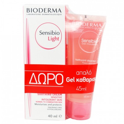 Bioderma Promo Sensibio Soothing Cream Light 40ml & ΔΩΡΟ Sensibio Gel Moussant 45ml