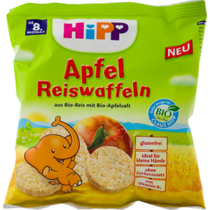 HiPP Παιδικό Ρυζογκοφρετάκι Μήλου, με Προϊόντα Βιολογικής Καλλιέργειας 35gr