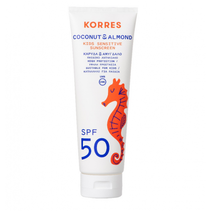 Korres Coconut & Almond Kids Sensitive Sunscreen SPF50 Παιδικό Αντηλιακό Καρύδα & Αμύγδαλο με Υψηλή Προστασία 250ml 