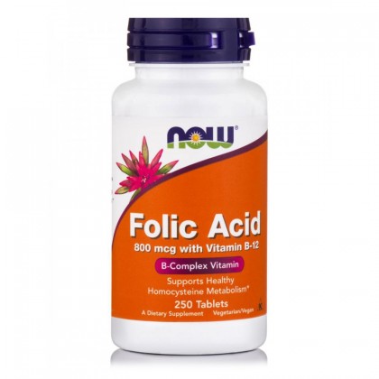 Now Foods Folic Acid 800mcg With Vitamin B-12 250tabs.