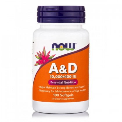 Now Foods Vitamin A&D 10,000 IU/400IU 100 Softgels.