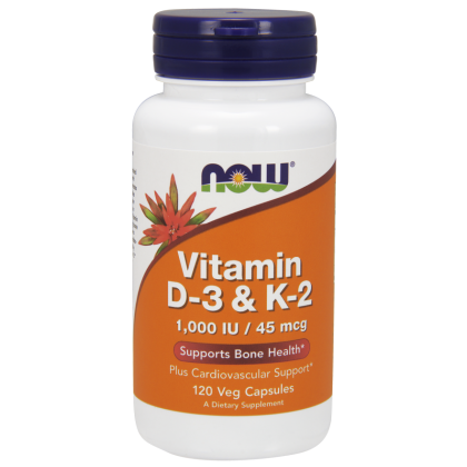 Now Foods Vitamin D-3 & K-2 1000 IU/45mcg 120 Veget.caps