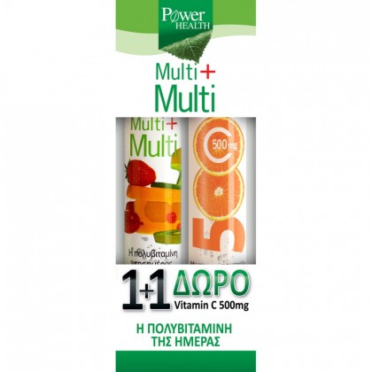 POWER HEALTH Multi+Multi Συμπλήρωμα Διατροφής Με Γλυκαντικό από Στέβια + Δώρο Vitamin C 500mg