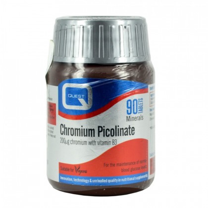 QUEST Chromium Picolinate Με Βιταμίνη B3 200mg 90 Κάψουλες