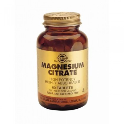 SOLGAR Magnesium Citrate 200mg 60 Ταμπλέτες
