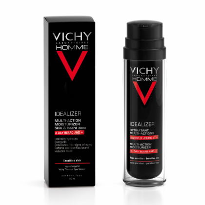 VICHY Homme Idealizer Barbe 3 Jours+ Ανδρική Ενυδατική Κρέμα Πολλαπλών Δράσεων Πρόσωπο & Γένια 3+ Ημερών 50ml