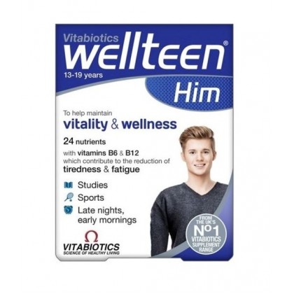 VITABIOTICS Wellteen Him για Εφήβους Και Νέους Άντρες 30 Ταμπλέτες