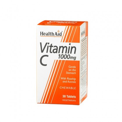 HEALTH AID Vitamin C 1000mg Orange Flavour 30 Μασώμενες Ταμπλέτες