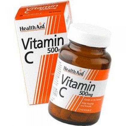 HEALTH AID Vitamin C 500MG Orange Flavour 60 Μασώμενες Ταμπλέτες