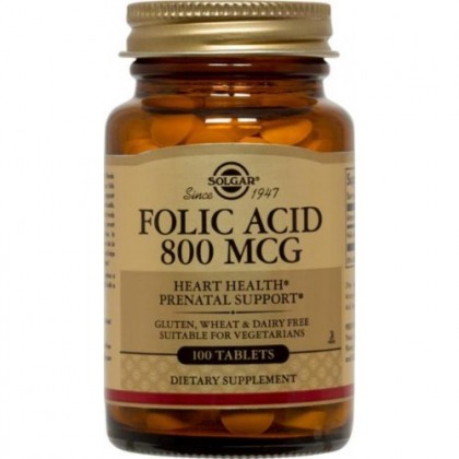 SOLGAR Folic Acid 800mg 100 Κάψουλες